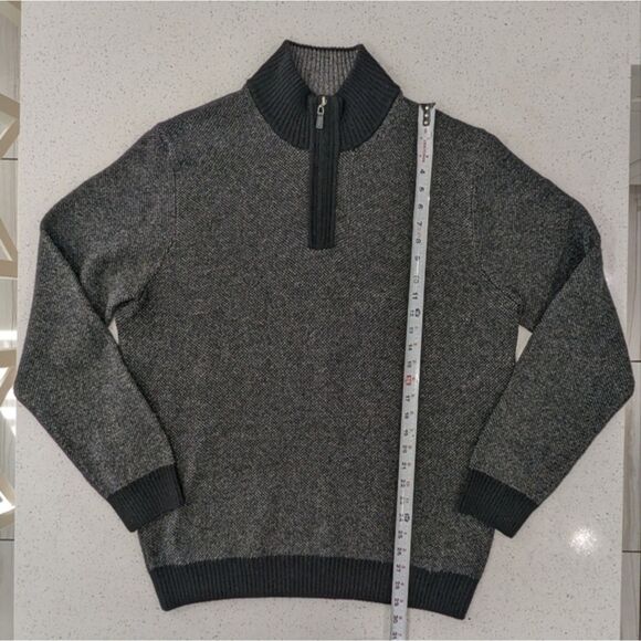 Pronto Uomo Men's 100% Wool Pullover Black Sweater Mock-Neck Quarter-Zip XXL - Picture 4 of 8